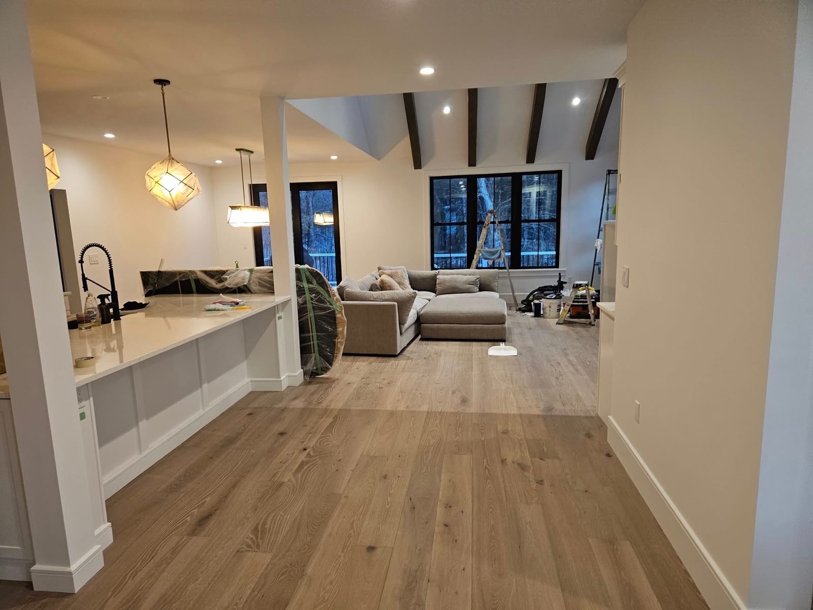 New hardwood flooring installation in progress